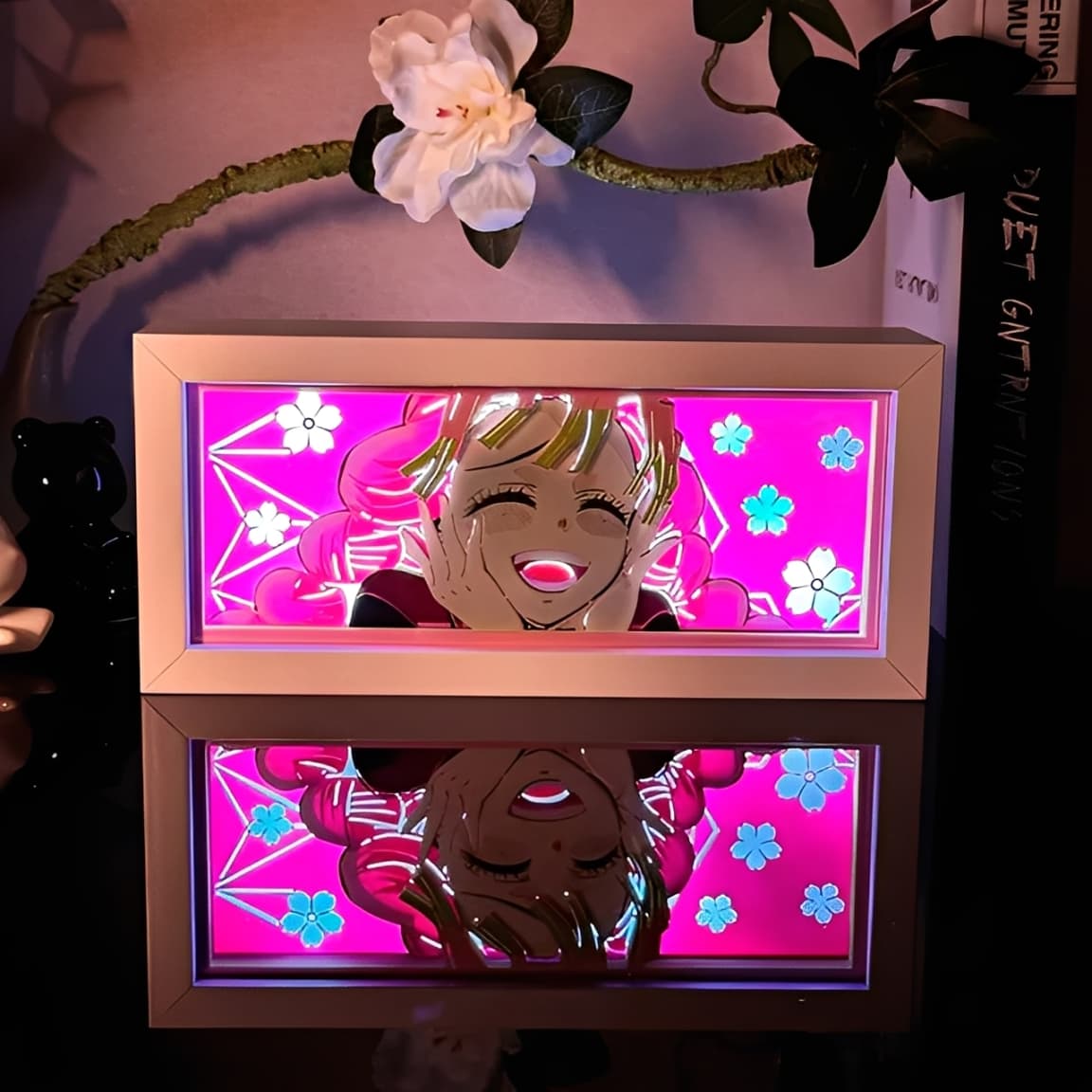 Boîte à lumière rose brillante de l&#39;anime Mitsuri Kanroji pour la décoration de la chambre ou du bureau