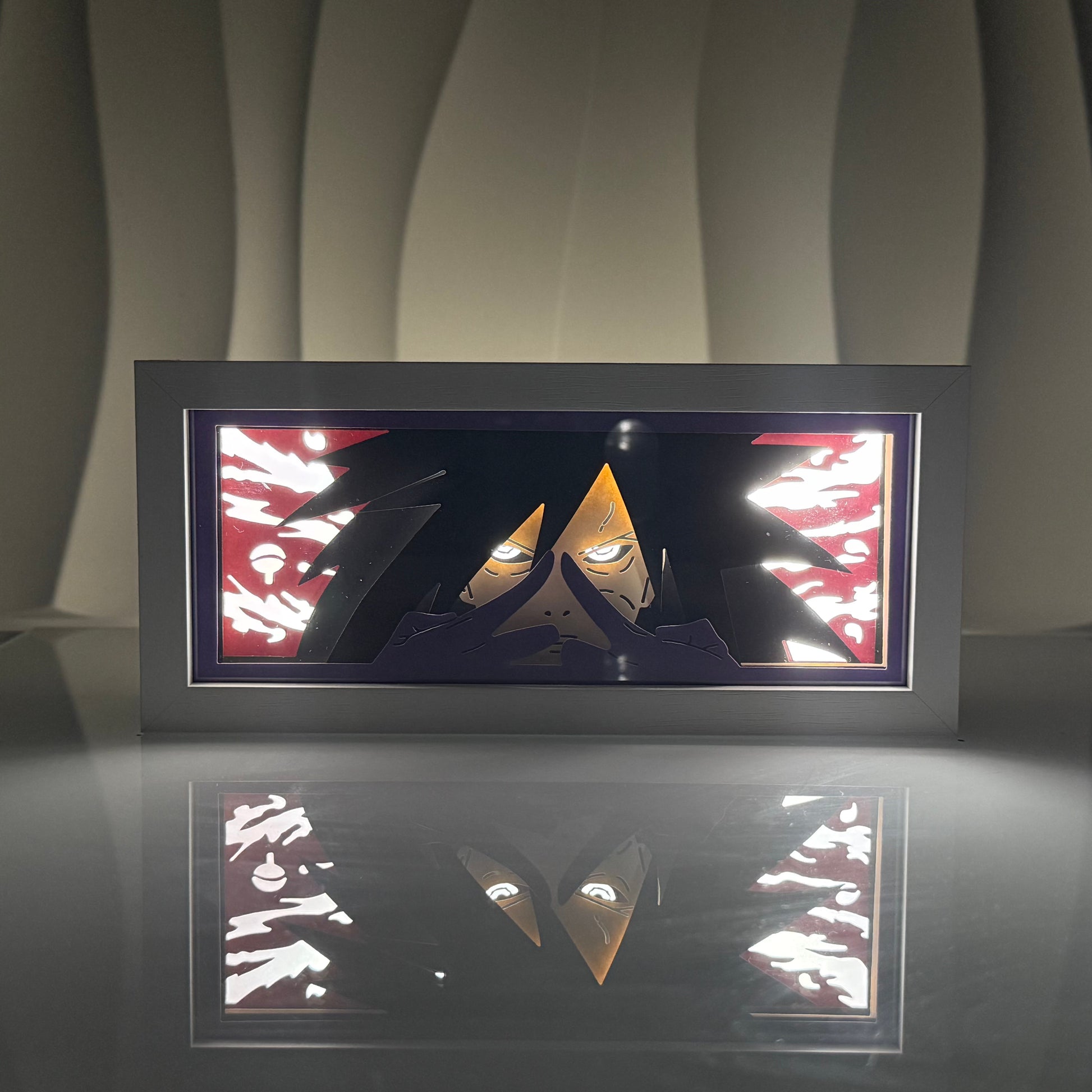 Naruto Madara Uchiha anime LED frame wall décor with glowing light