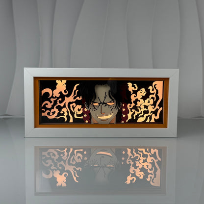 Boîte à lumière LED d&#39;anime Ace One Piece avec effet de flamme de feu brillant