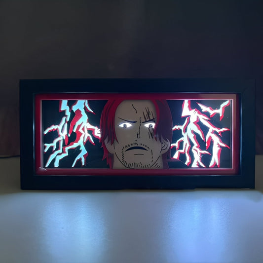 Lampu Kotak Lampu LED One Piece Shanks – Lampu malam anime dengan warna-warna terang, sesuai untuk peminat, pengumpul dan hiasan bilik.