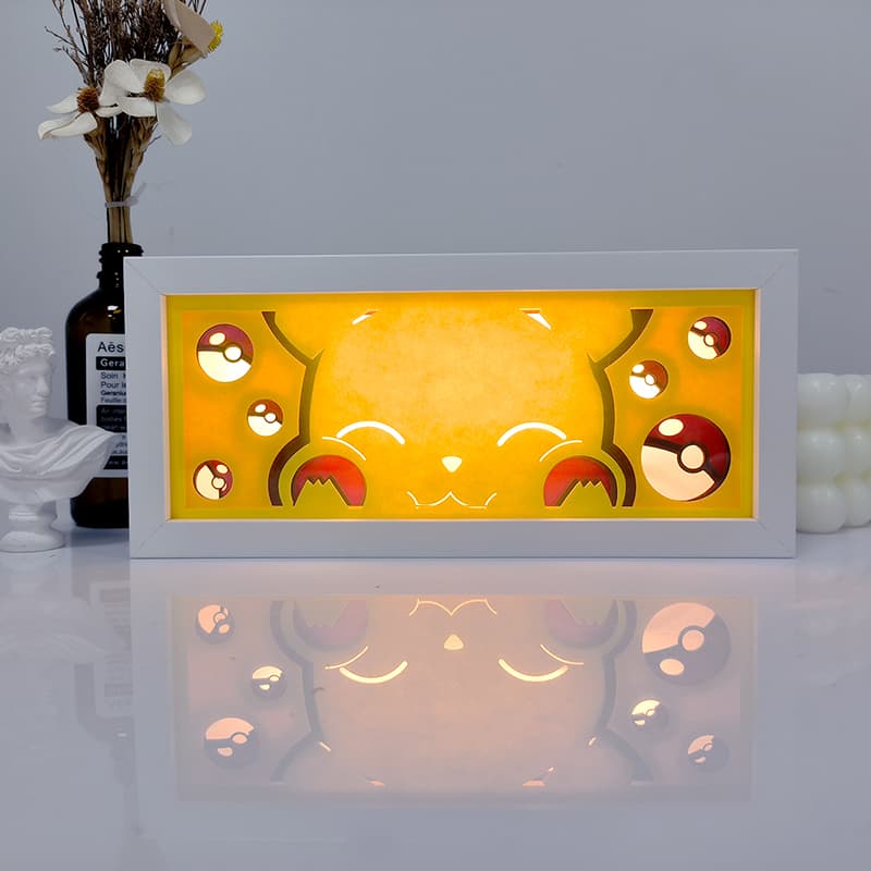 Pokemon Pikachu Light Box beleuchtet – entzückende Anime-inspirierte Lampe mit Pokébällen, perfekte Dekoration für Zuhause und den Schreibtisch