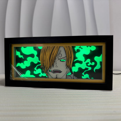 Sanji-anime-valolaatikko mukautetulla LED-kehyksellä ja liekitaustalla