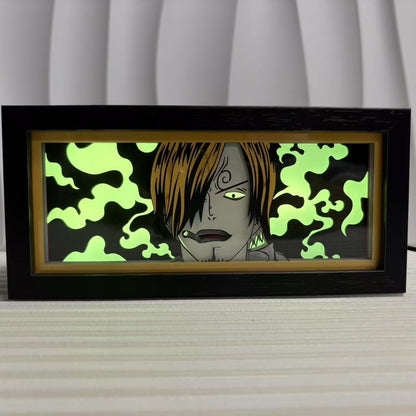 LED světelná krabička One Piece Sanji, anime dekorace do pokoje, svítící papírové noční světlo pro fanoušky a sběratele