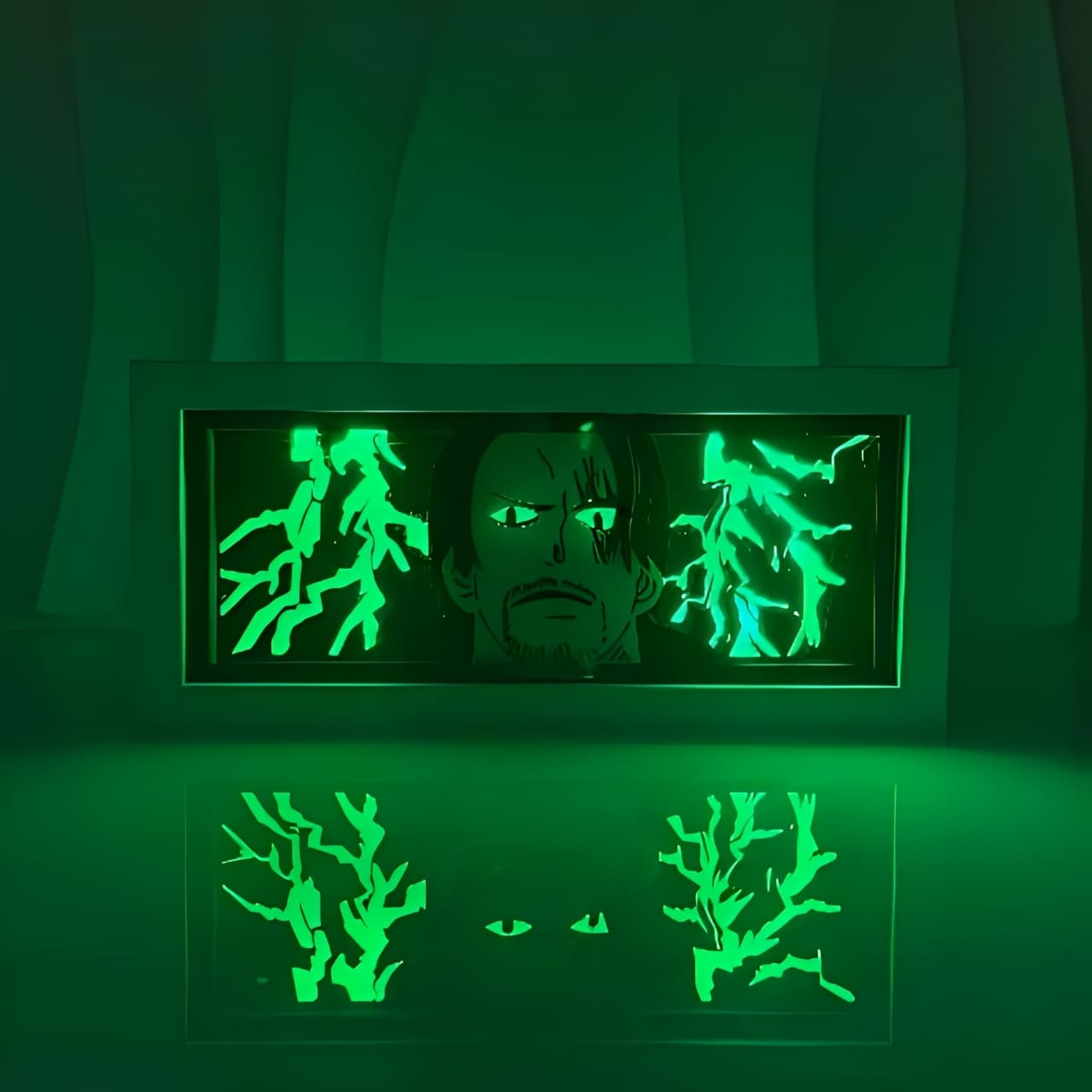 Anime-hahmo Shanks valaistu 3D-valolaatikko yölamppunäyttö