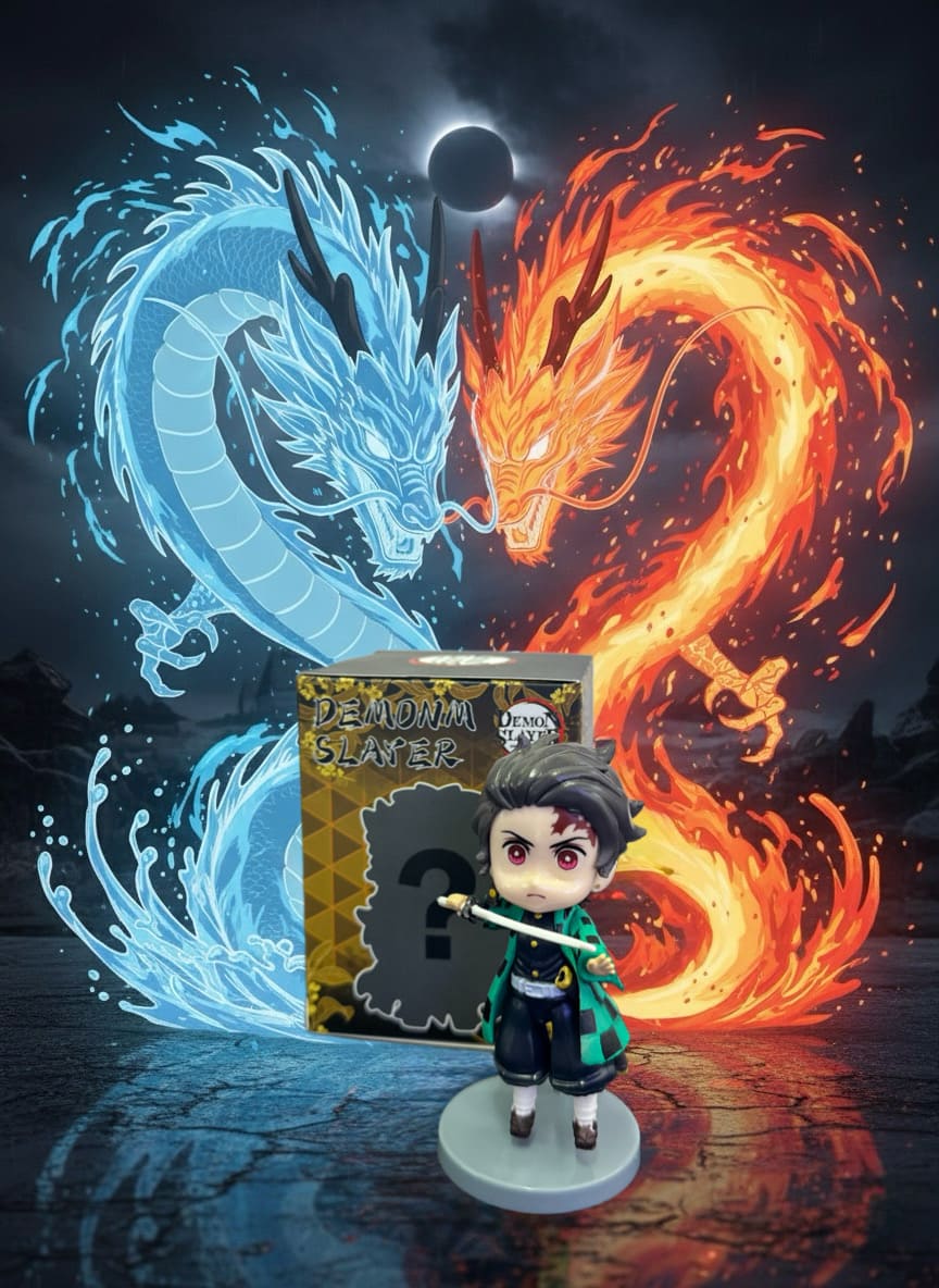 Personaggio da collezione chibi di Tanjiro della serie Demon Slayer Mystery Blind Box