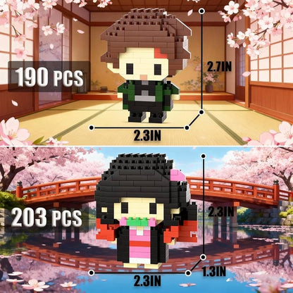 Tanjiro inspired mini block figure with size and dimensions details