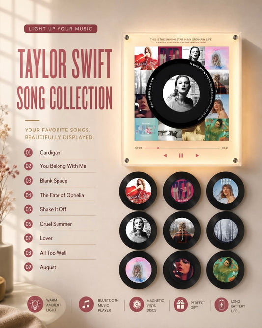 Carillon di Taylor Swift con dischi in vinile magnetici, display a LED e raccolta di canzoni