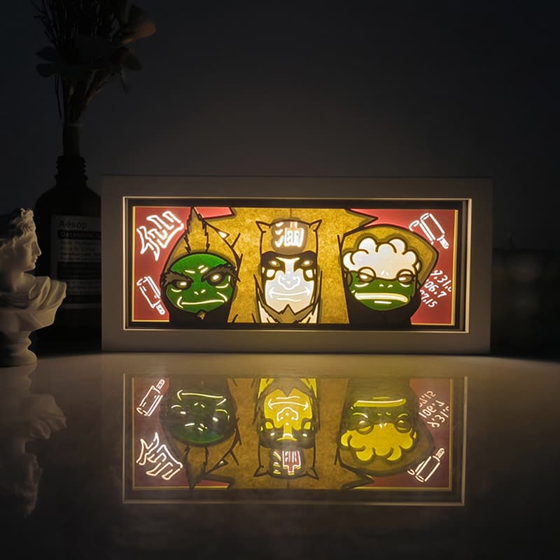 Three Sages Shinobi Light Box leuchtet nachts – Sammlerstück Anime Lichtkunst Wohndekor