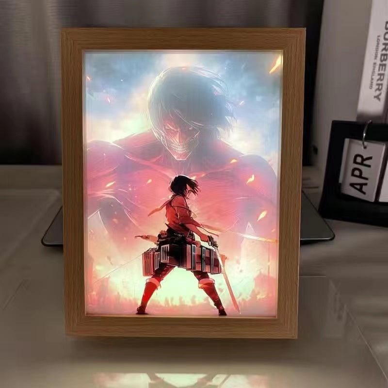 Attack On Titan Mikasa vs Eren Anime Light Frame